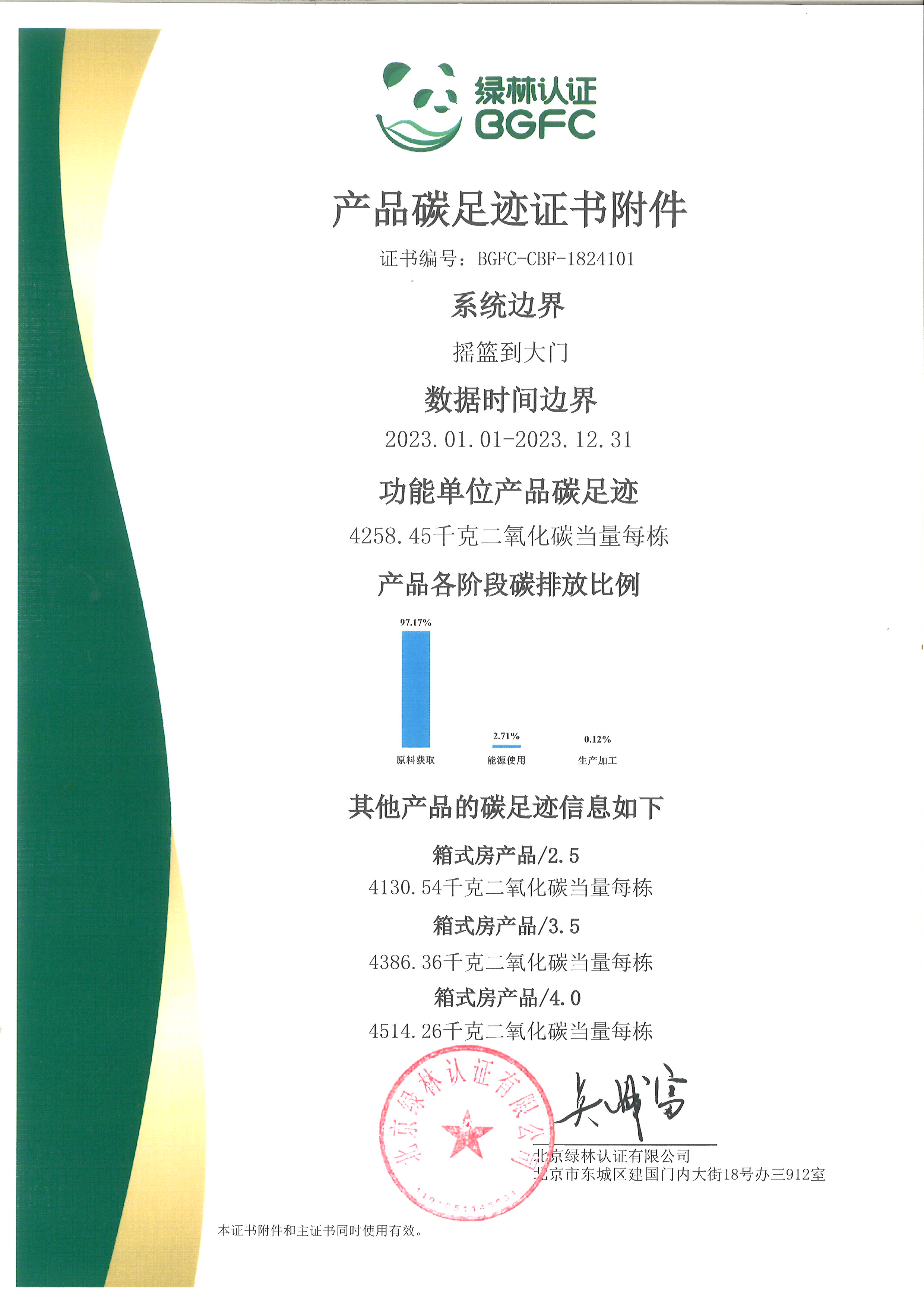 誠棟產(chǎn)品碳足跡認證證書附件